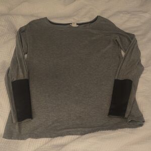 Gray Club Monaco Long Sleeve Shirt With Leather Cuffs Size Small